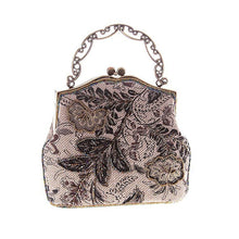 Load image into Gallery viewer, Linen Knitting Flower Vintage Bag