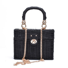 Load image into Gallery viewer, Black straw Shoulder  Vintage Bag