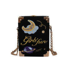 Load image into Gallery viewer, Velvet Embroidered Moon Planet Bag