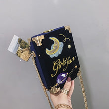 Load image into Gallery viewer, Velvet Embroidered Moon Planet Bag