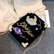 Load image into Gallery viewer, Velvet Embroidered Moon Planet Bag