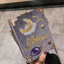 Load image into Gallery viewer, Velvet Embroidered Moon Planet Bag
