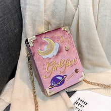 Load image into Gallery viewer, Velvet Embroidered Moon Planet Bag