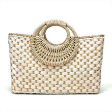 Load image into Gallery viewer, Black color Hand Woven Bag Butterfly buckle Straw Bags