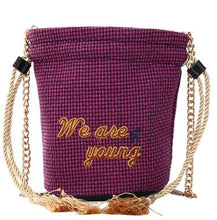 Load image into Gallery viewer, Embroidered Tasseled Drawstring Bucket Bag
