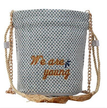 Load image into Gallery viewer, Embroidered Tasseled Drawstring Bucket Bag
