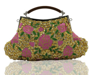 Retro Flowers Glassbeads Embroidered Bags