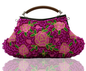 Retro Flowers Glassbeads Embroidered Bags
