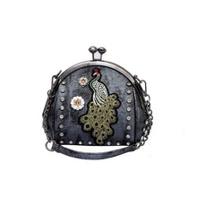 Load image into Gallery viewer, Peacock pattern embroidered lady handbag