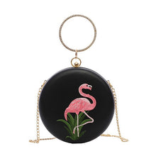 Load image into Gallery viewer, Embroidered Flamingo Round Handbag